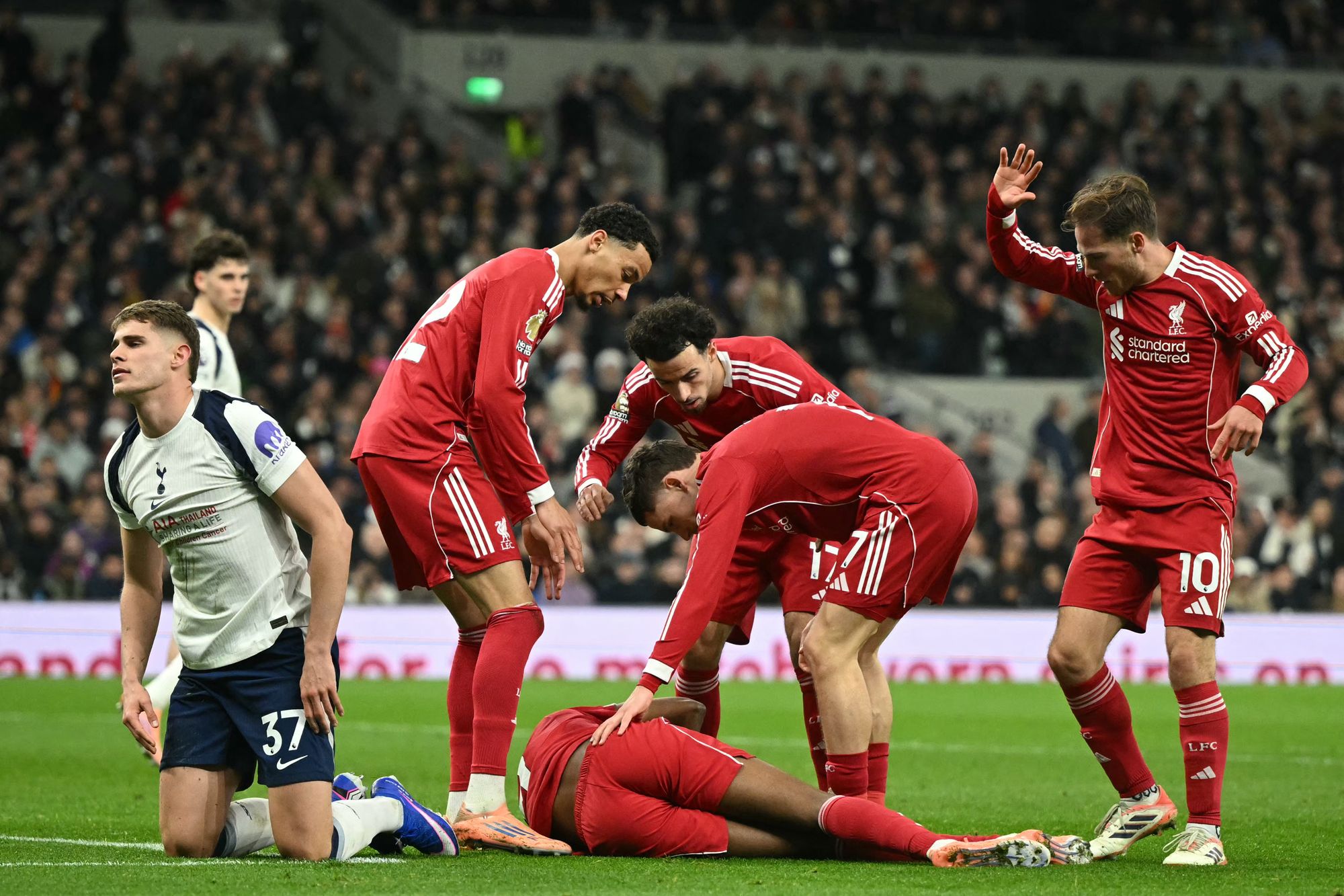 Alexander Isak suffered a severe injury to his ankle and lower leg after a tackle by Micky van de Ven (AFP via Getty Images)