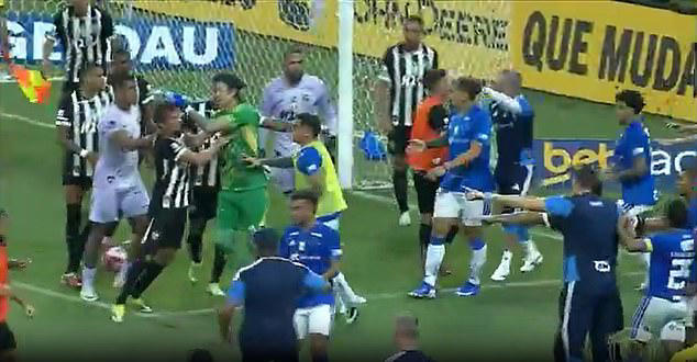 Shameful football brawl sees twenty-three players sent off