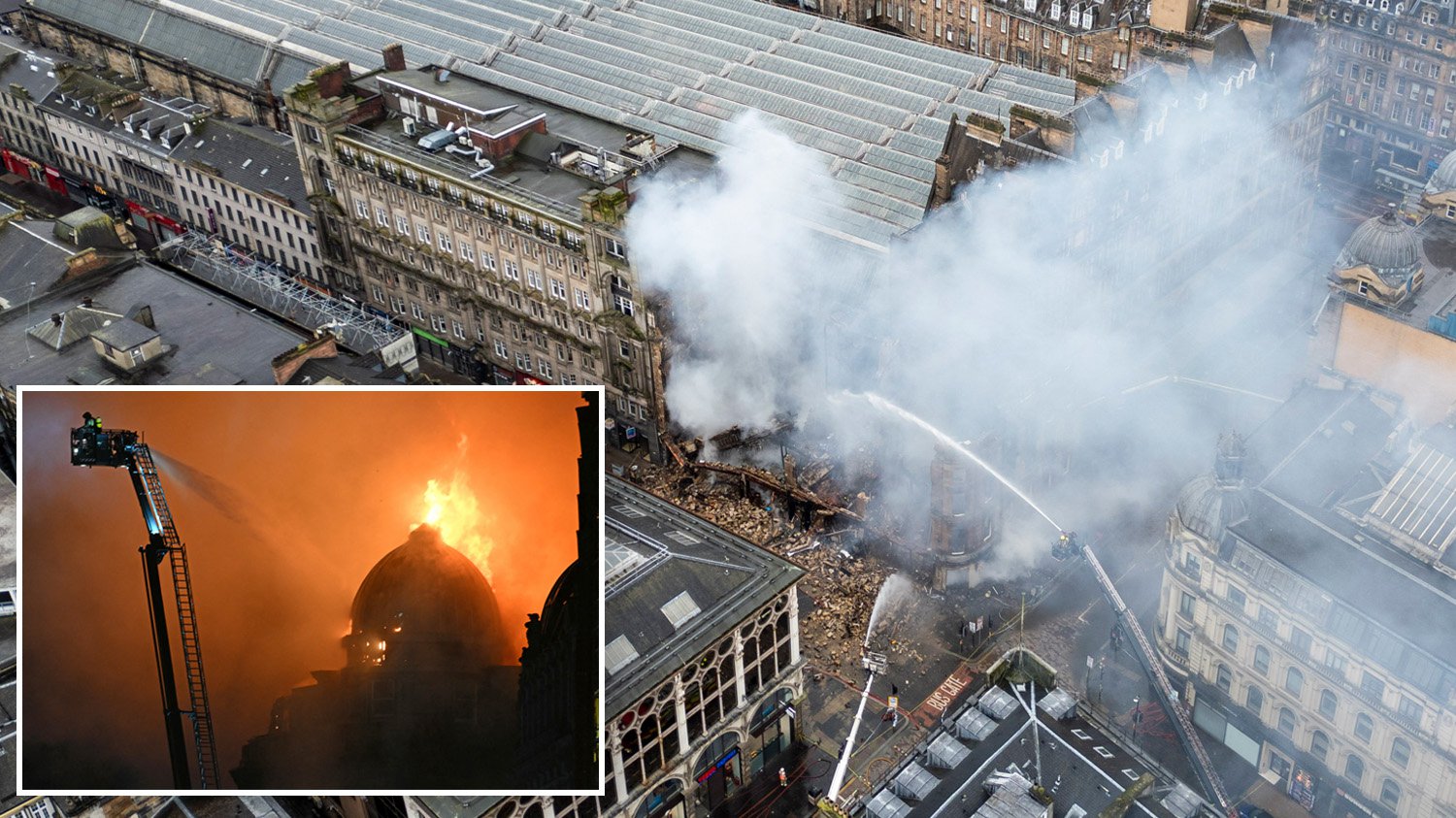 All trains cancelled to Glasgow Central after fire destroys building