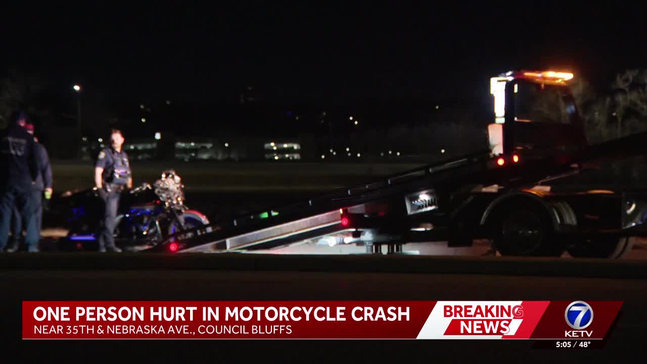 One person hurt in motorcycle crash in Council Bluffs