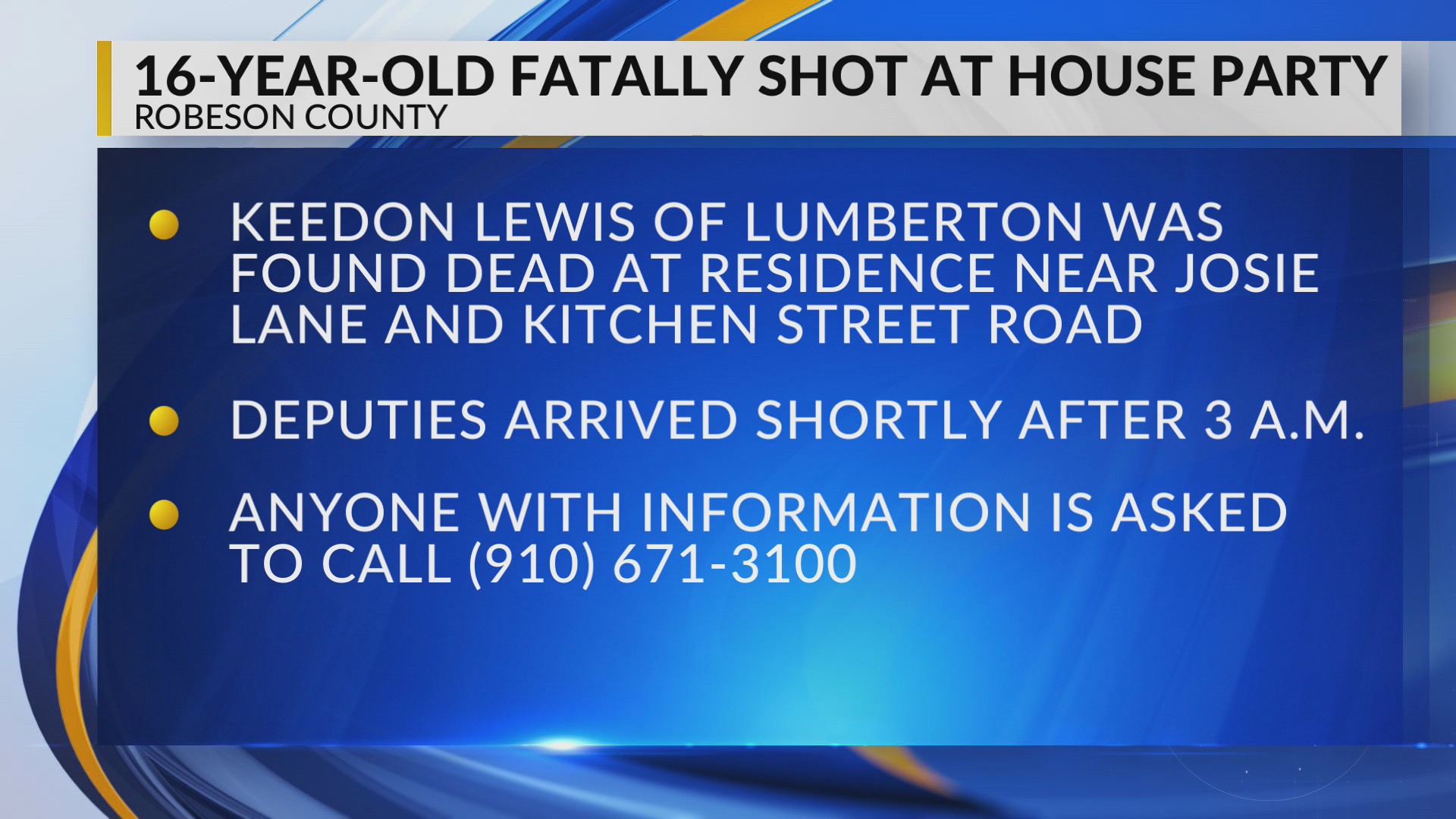 16-year-old fatally shot at house party in Robeson County