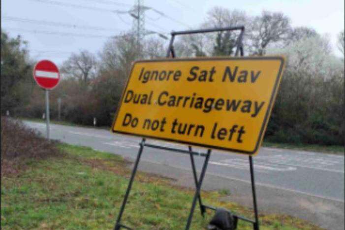 Drivers warned to 'ignore sat nav directions' at A24 crash site