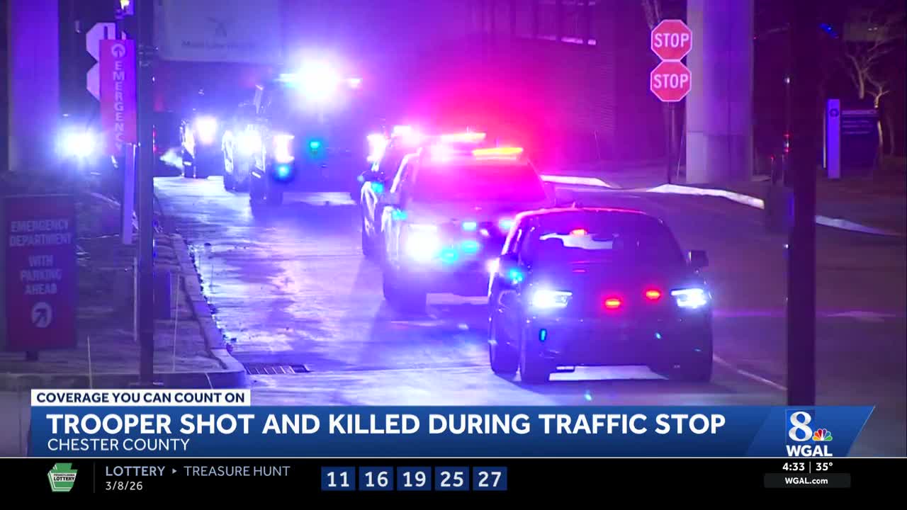 State police trooper shot and killed during traffic stop in Chester County<br><br>