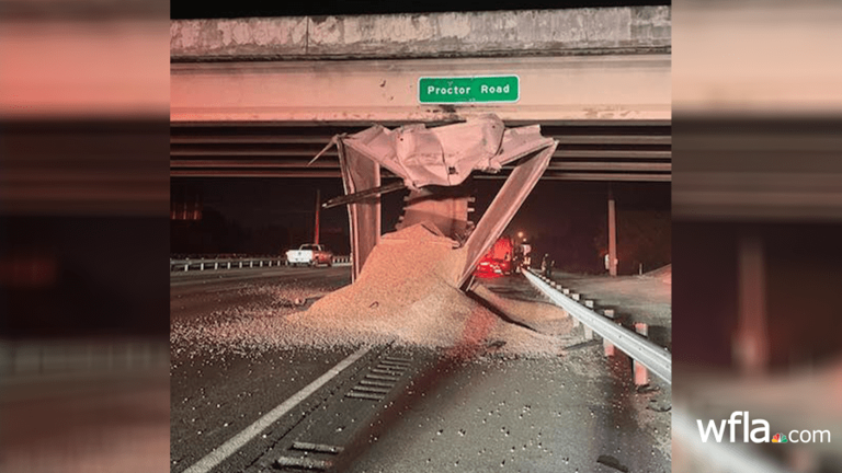 Lanes reopened after dump truck hits overpass on I-75 in Sarasota
