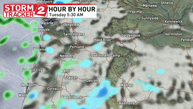 Snow levels drop to 500 feet overnight; rain returns in earnest midweek