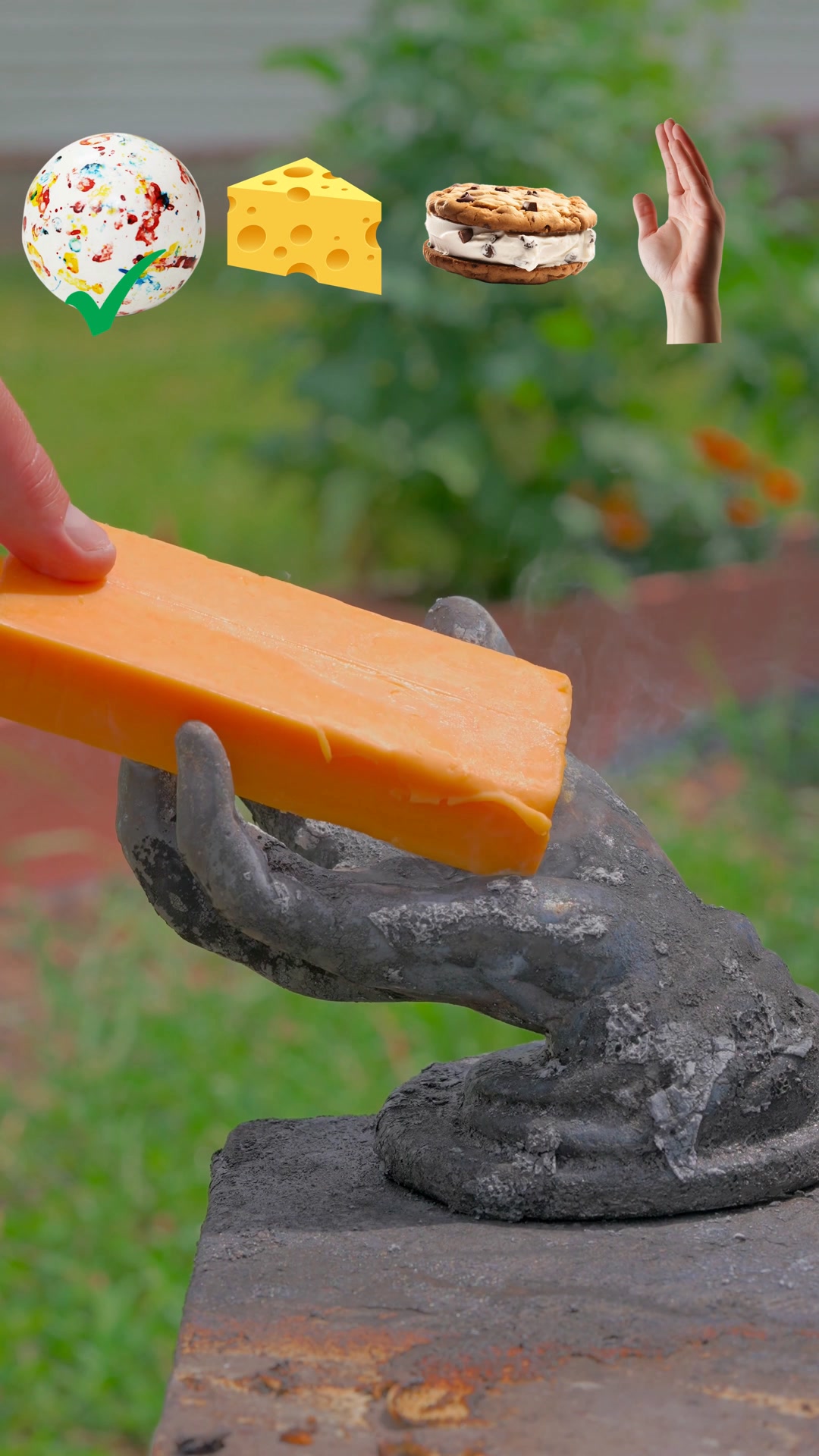 Hand of God challenge: Cheese, hand, ice cream