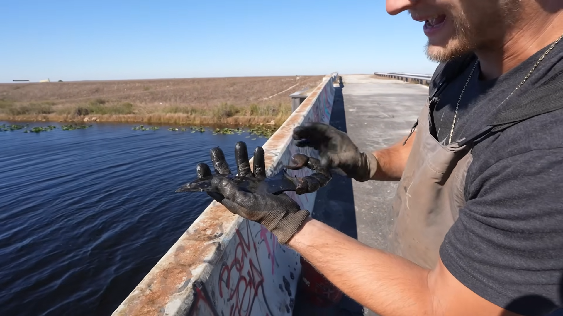 Watch what happens when we pull a shotgun from this abandoned bridge