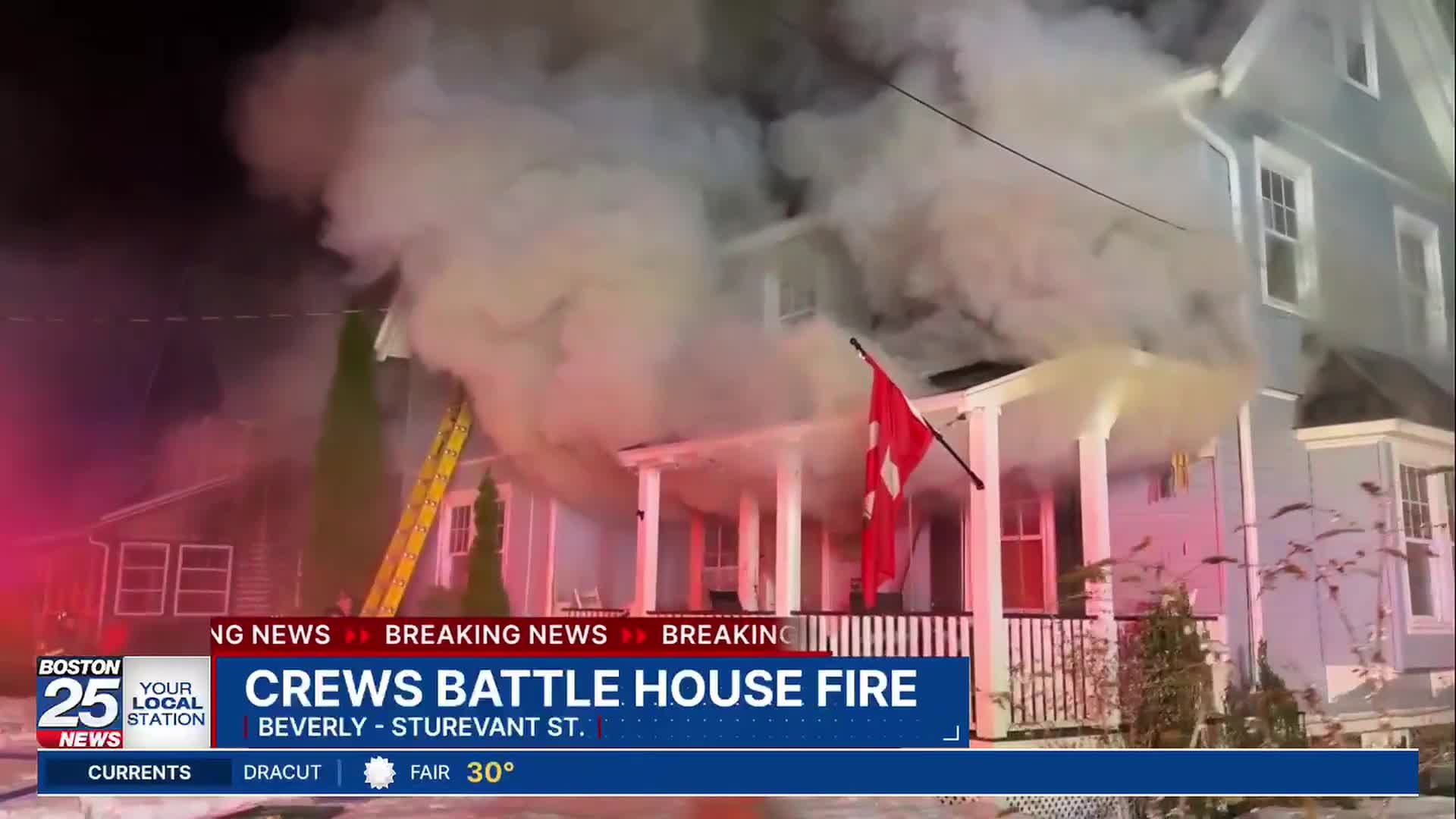 3-alarm fire tears through house on North Shore, injuring 2 people