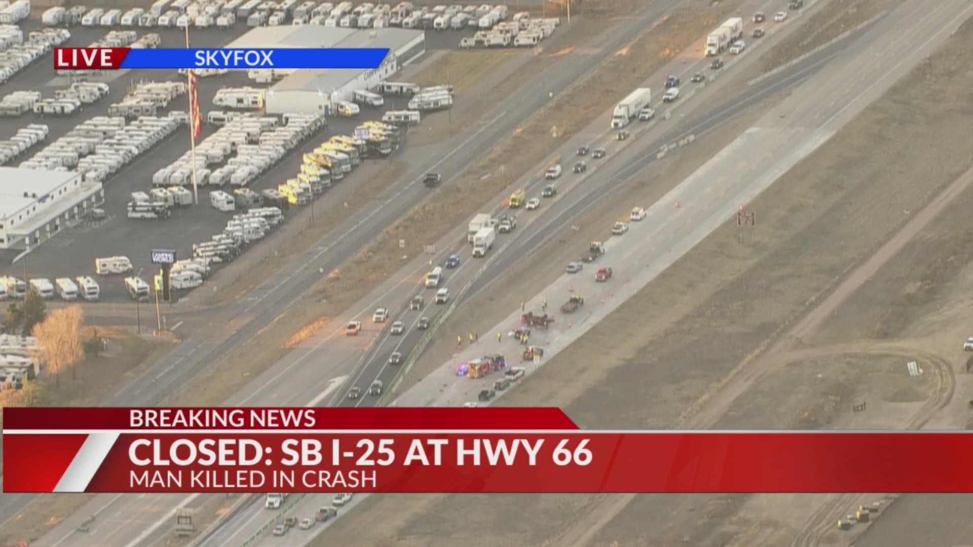 Deadly crash closes I-25 southbound north of Denver