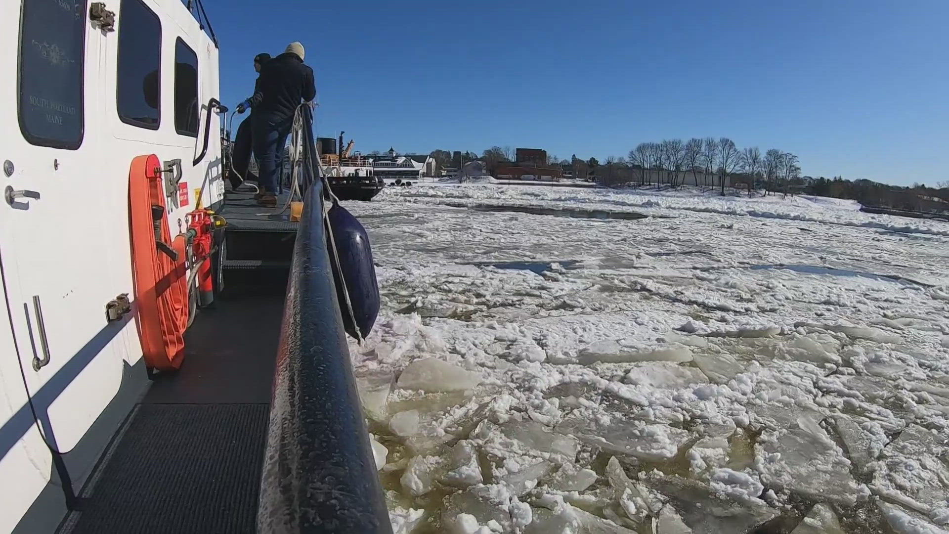 US Coast Guard sends out cutters to break ice around Maine