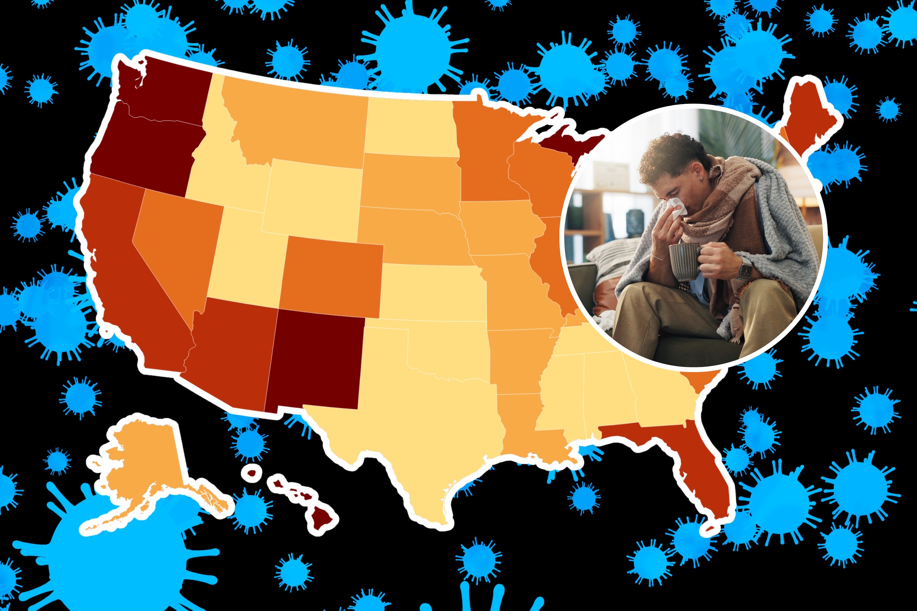 Map shows states with highest risk of flu