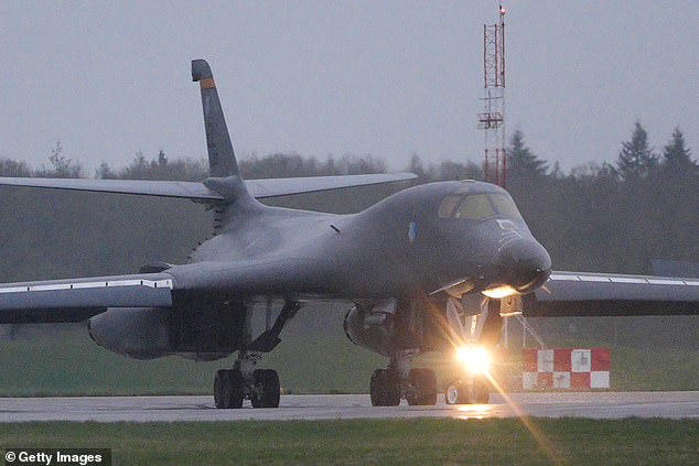 The 146ft B-1 Lancer has a wingspan of 137ft, weighs 86 tonnes and is the fastest bomber in the US Air Force, according to Boeing, hitting speeds of more than 900mph