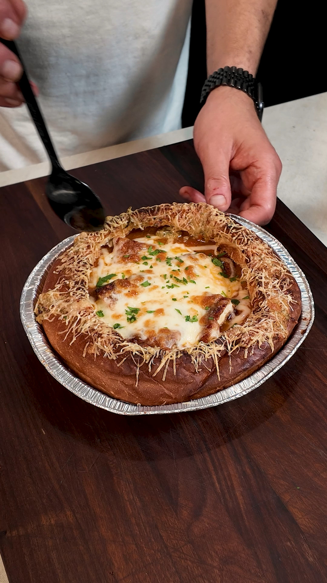 Making a chicken parmesan bowl