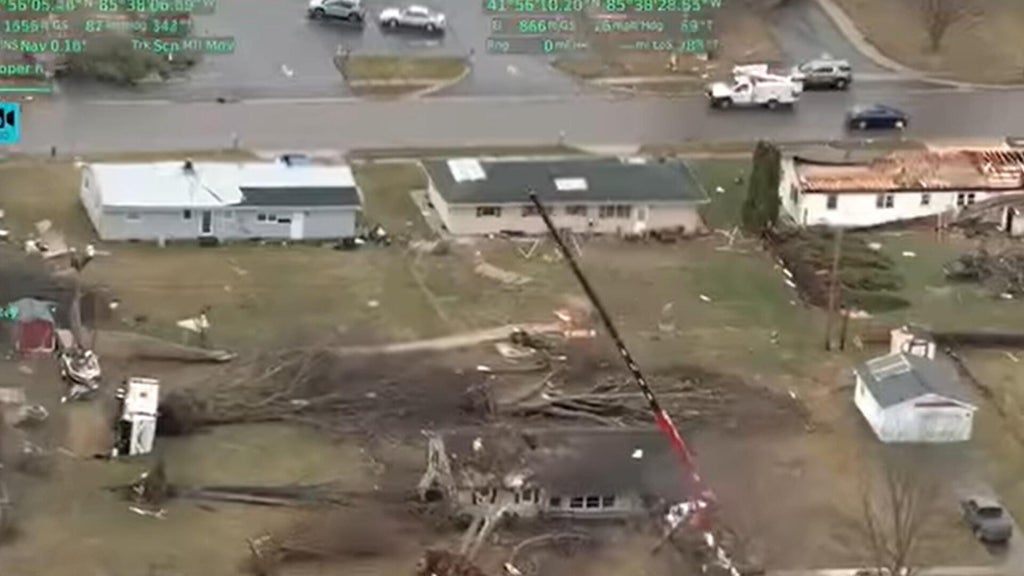 Video shows Southwest Michigan tornado damage from view of MSP helicopter