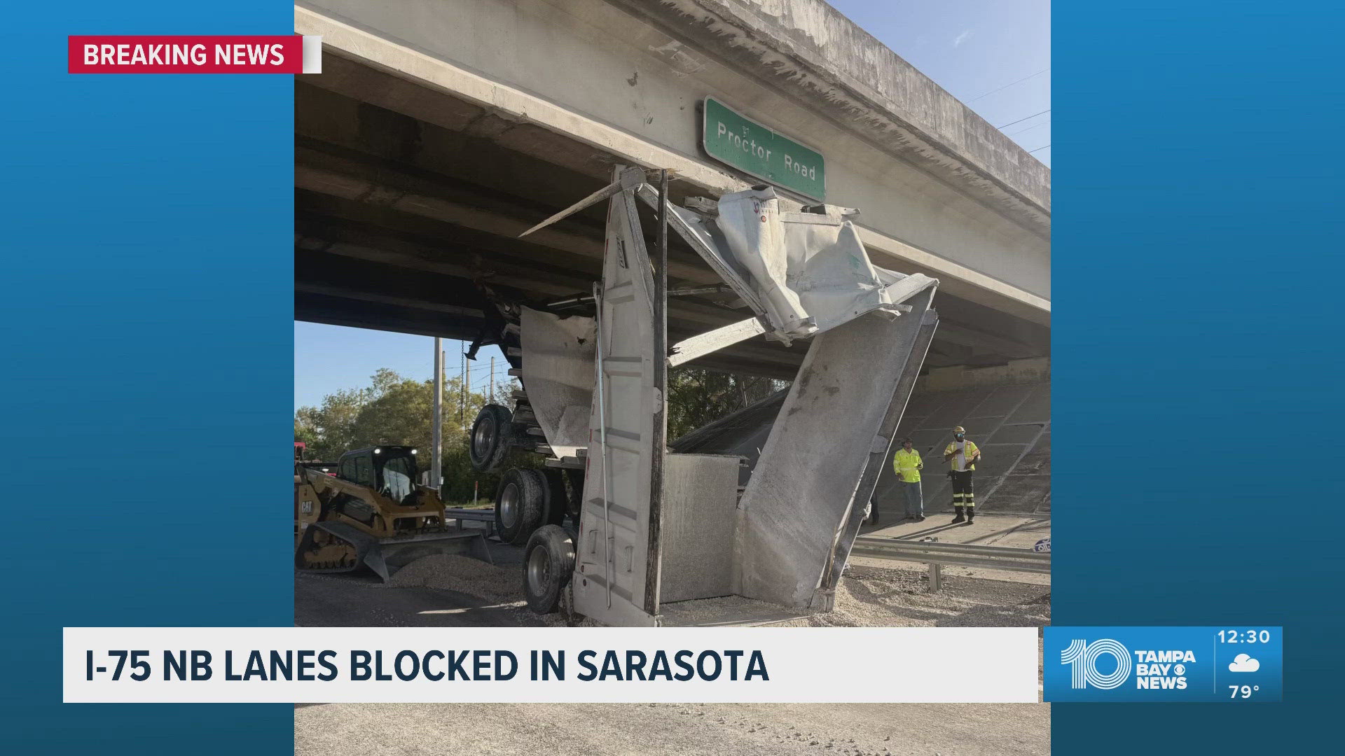 I-75 NB partially shut down after dump truck hits overpass