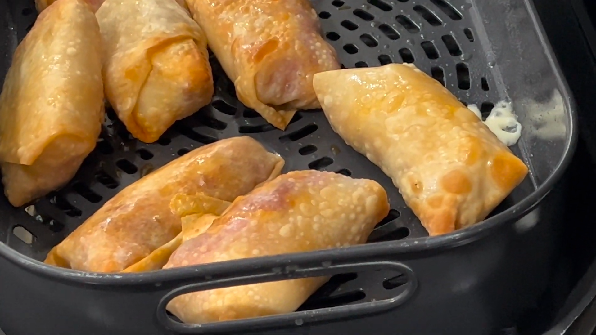 Air fried pizza egg rolls with Italian sausage