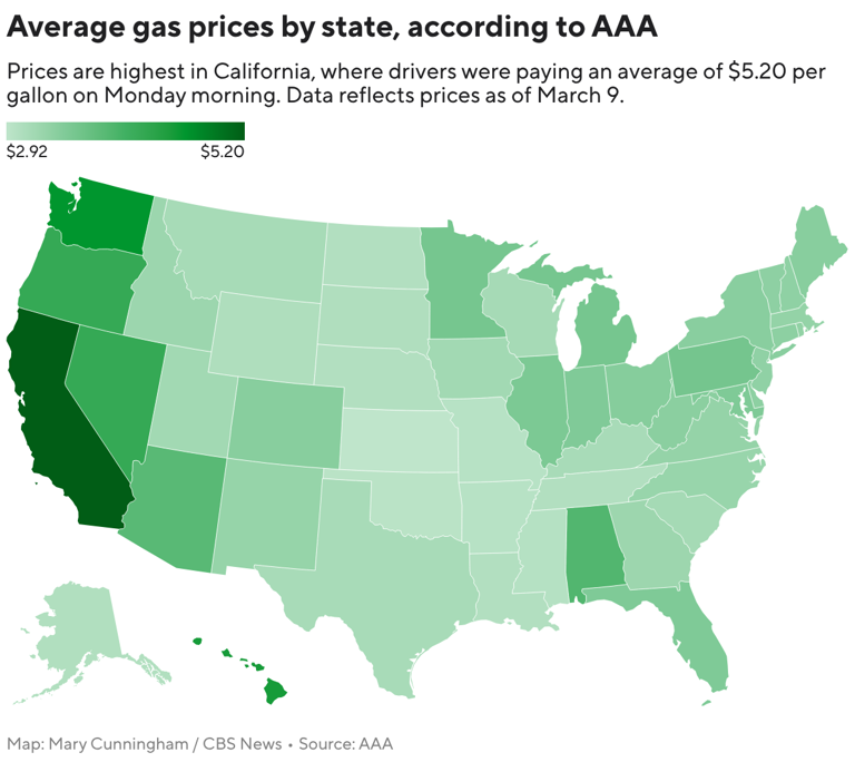 Here's how much Americans are paying for gas as oil prices spike
