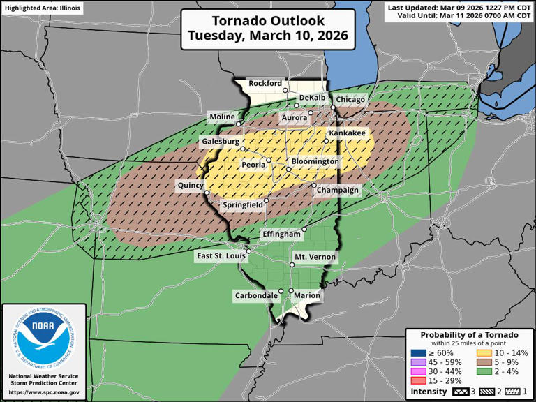 Another round of severe weather possible for Illinois Tuesday: Timing ...