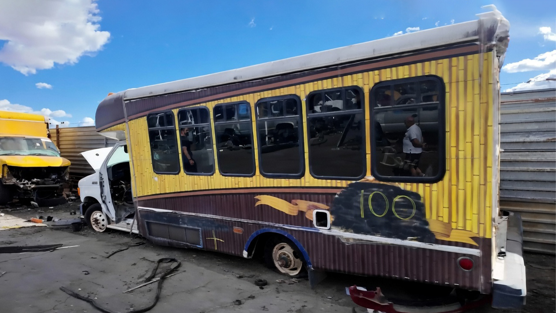 This abandoned school bus was hiding in a junkyard
