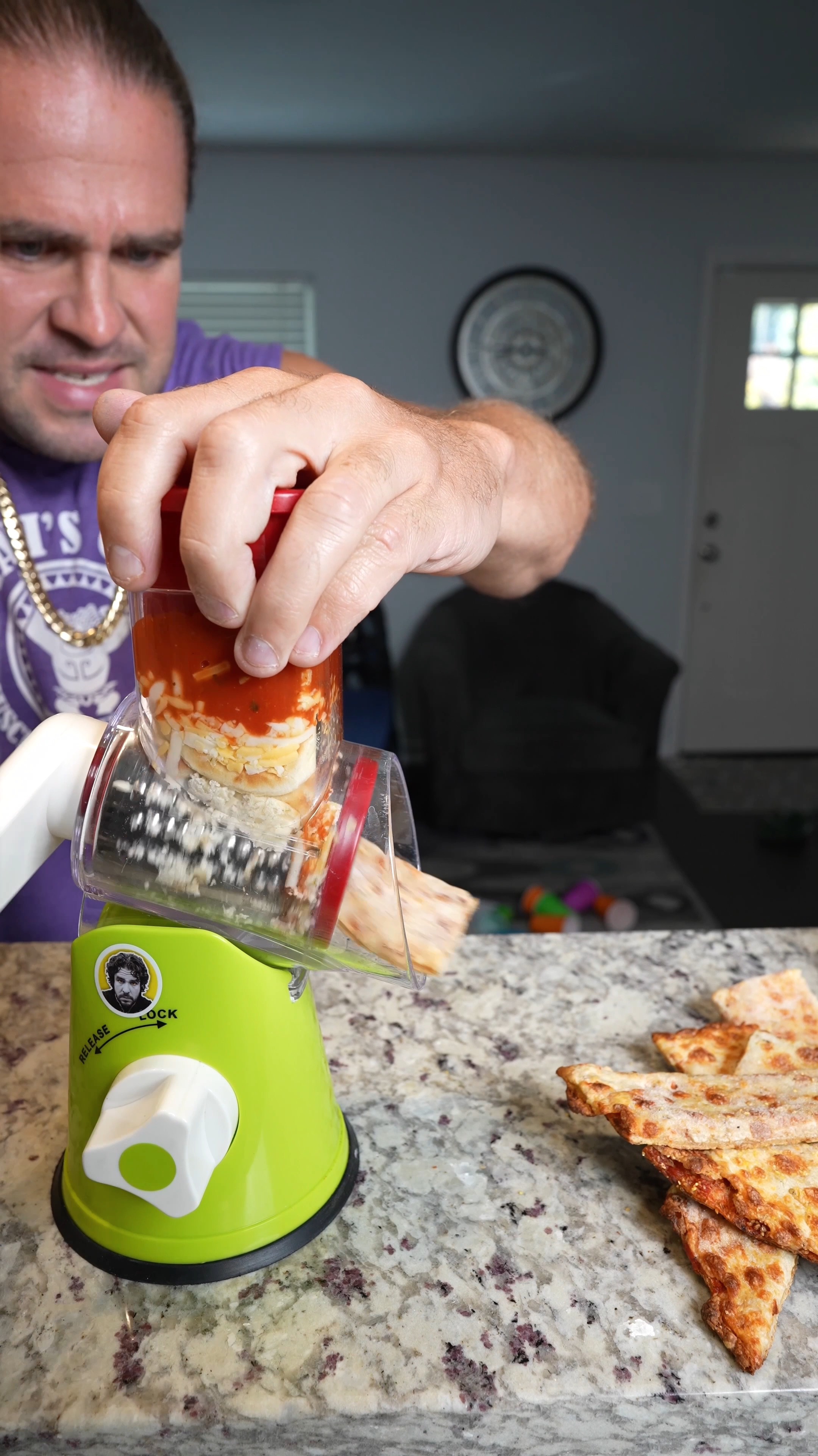 Making Italian pizza and vegan water