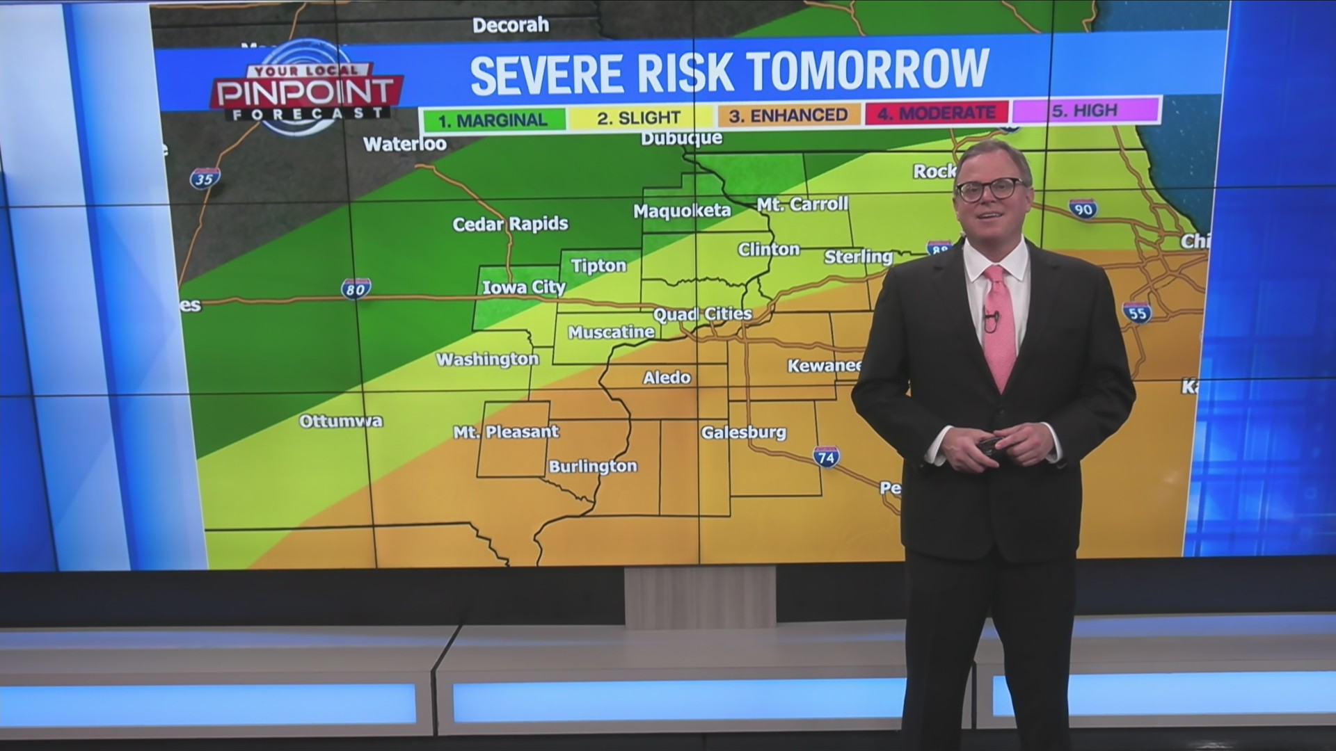 Enhanced risk for severe t'storms Tuesday night around Quad Cities