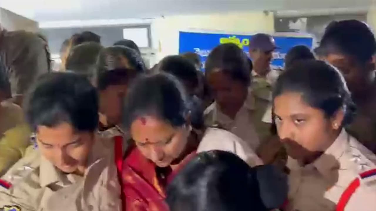 Kavitha detained during hunger strike for demolition victims in Khammam