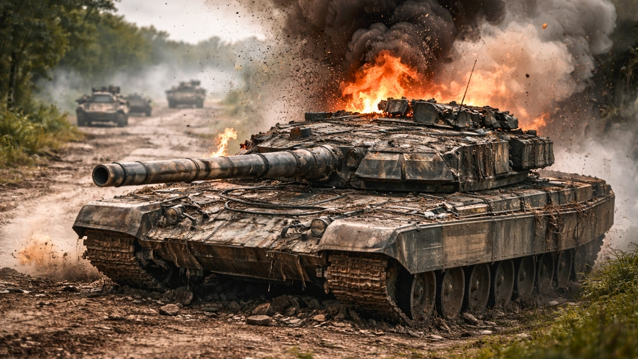 leopard-2a4-reportedly-destroyed-by-artillery-as-ukrainian-column-is
