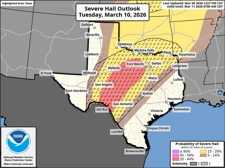 2-inch hail possible Tuesday north of Houston before storms Wednesday ...