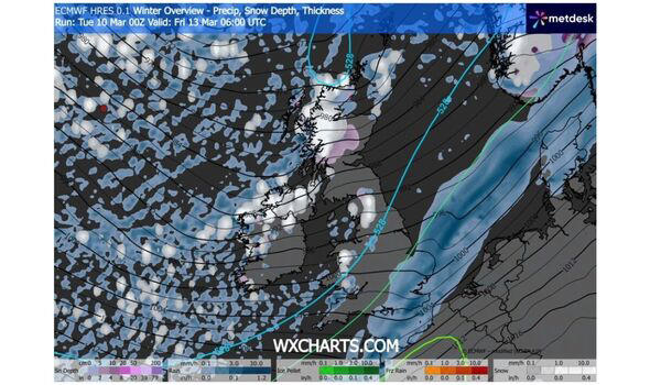 UK weather maps show 45-hour snow blitz as far south as Devon and Cornwall