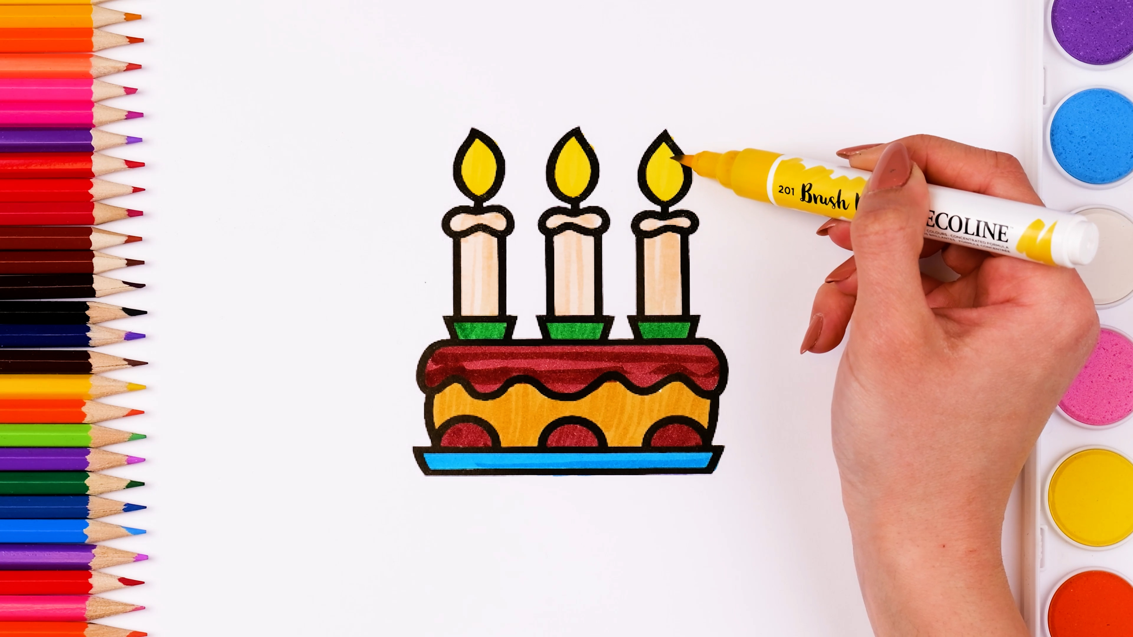 Birthday cake drawing | Learning color names for kids