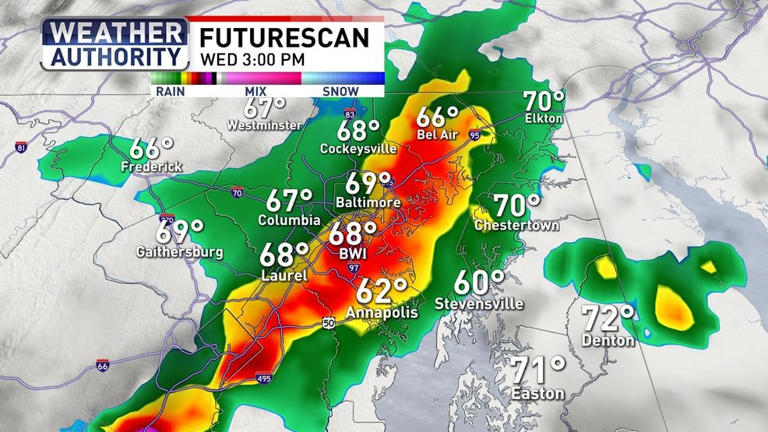 Near record warmth ahead of severe storm threat Wednesday in Baltimore