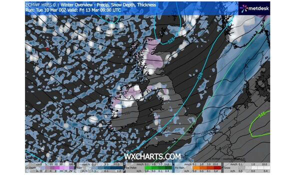 UK weather maps show 45-hour snow blitz as far south as Devon and Cornwall
