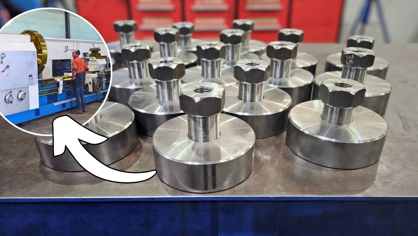 Machining heavy‑duty adjustable levelling feet