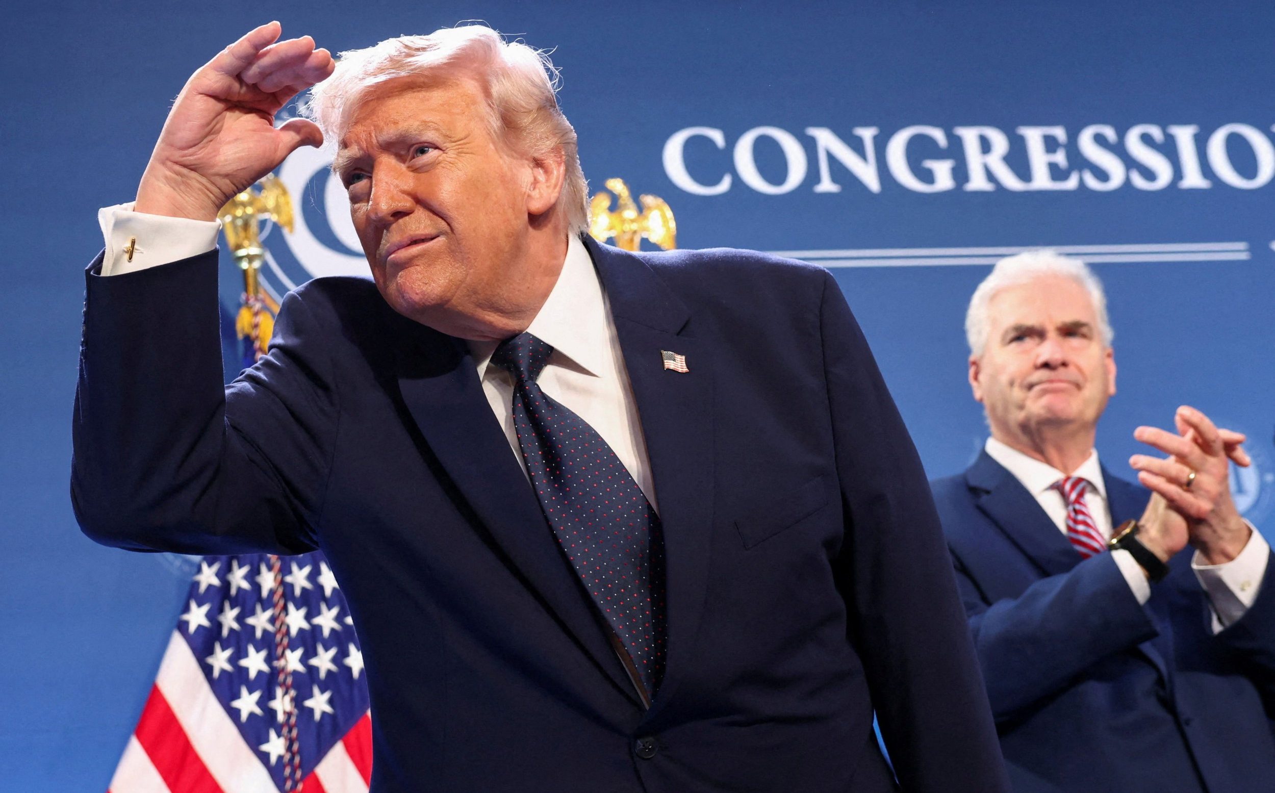 Donald Trump said he thought the war was ‘very complete, pretty much’ after speaking to Vladimir Putin on Monday - Kevin Lamarque