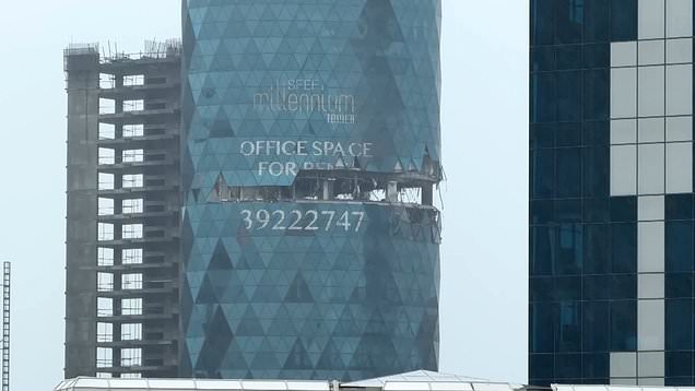 Damaged building in Bahrain's Manama following Iranian drone attack