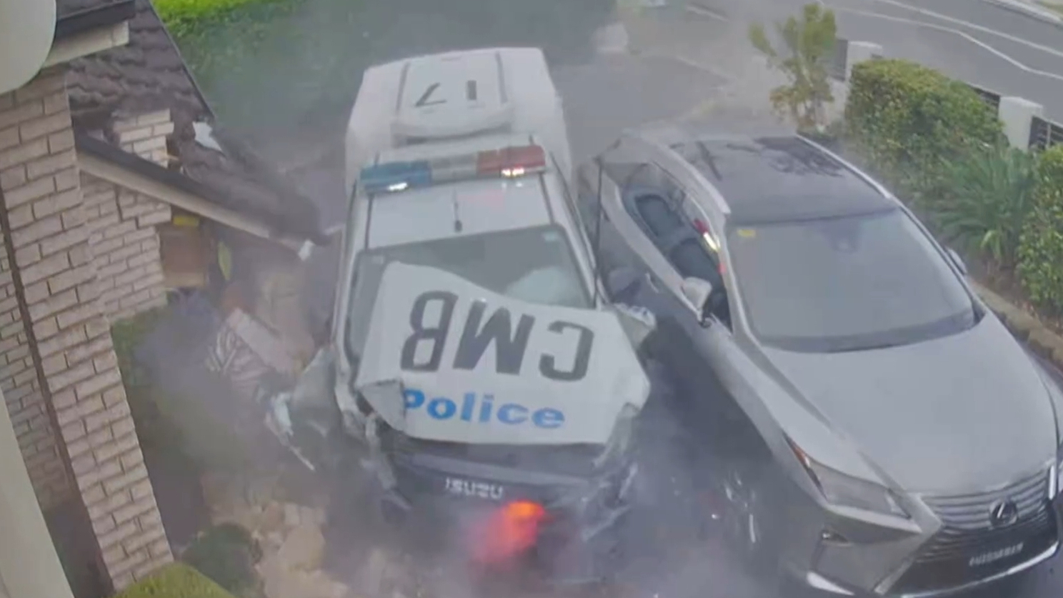Police car swerves into western Sydney home for second time in two years