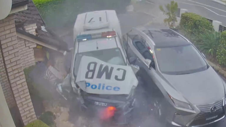 Police car swerves into western Sydney home for second time in two years
