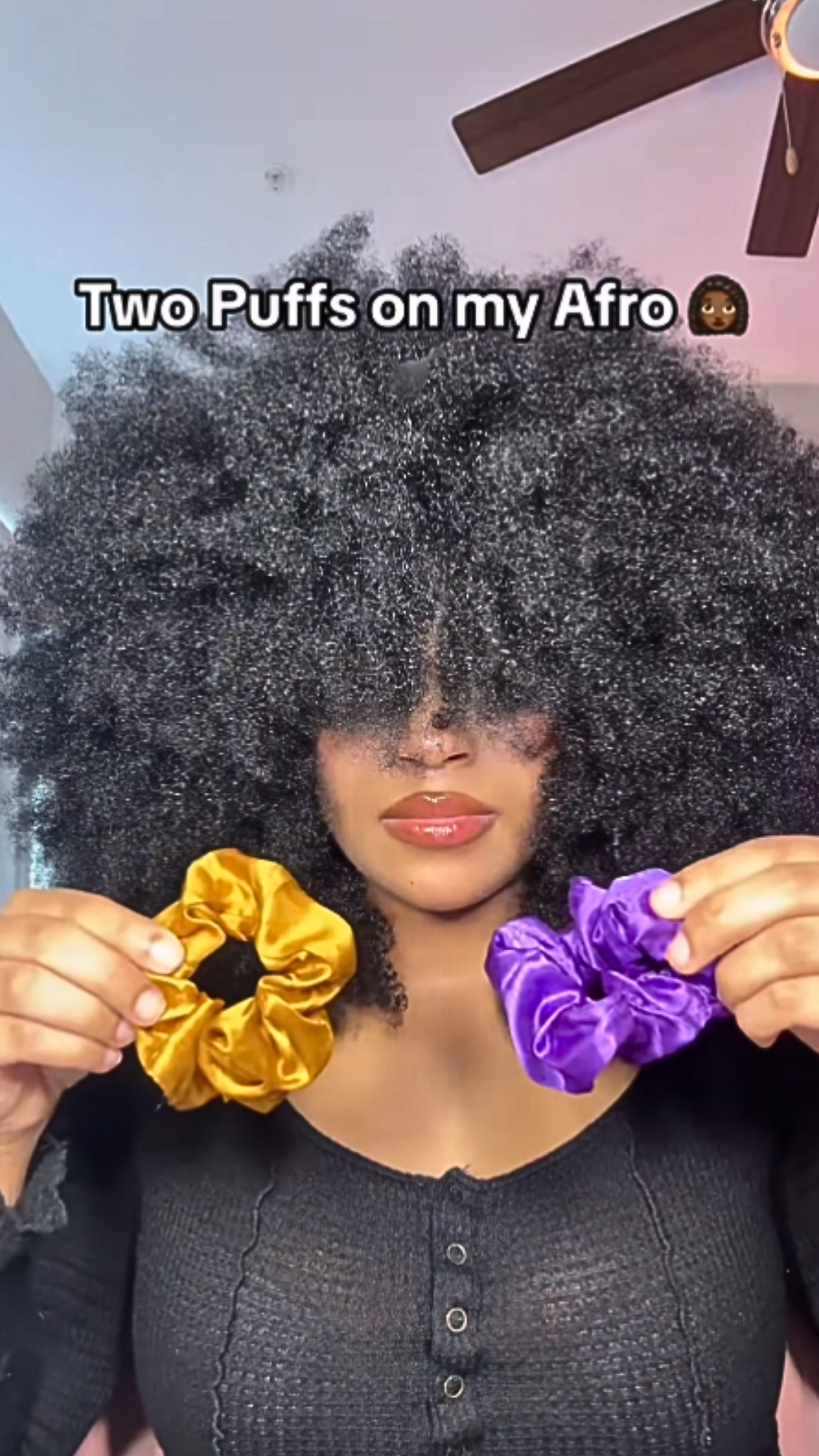 Two puff afro hairstyle for natural curls