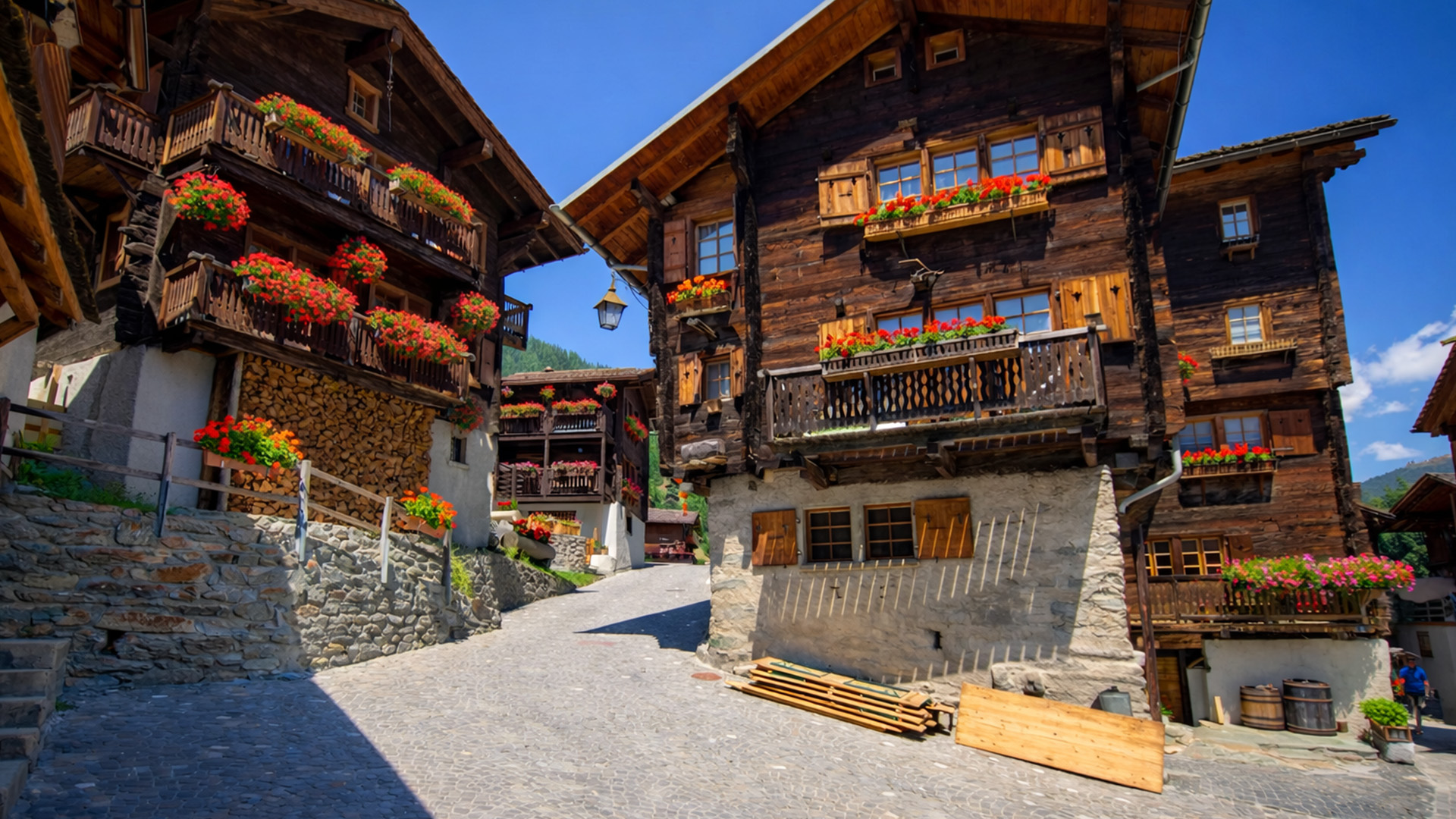 Grimentz Switzerland traditional village in the Alps (4K)