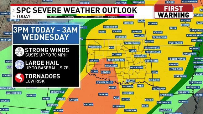 Severe weather returns to Oklahoma Tuesday