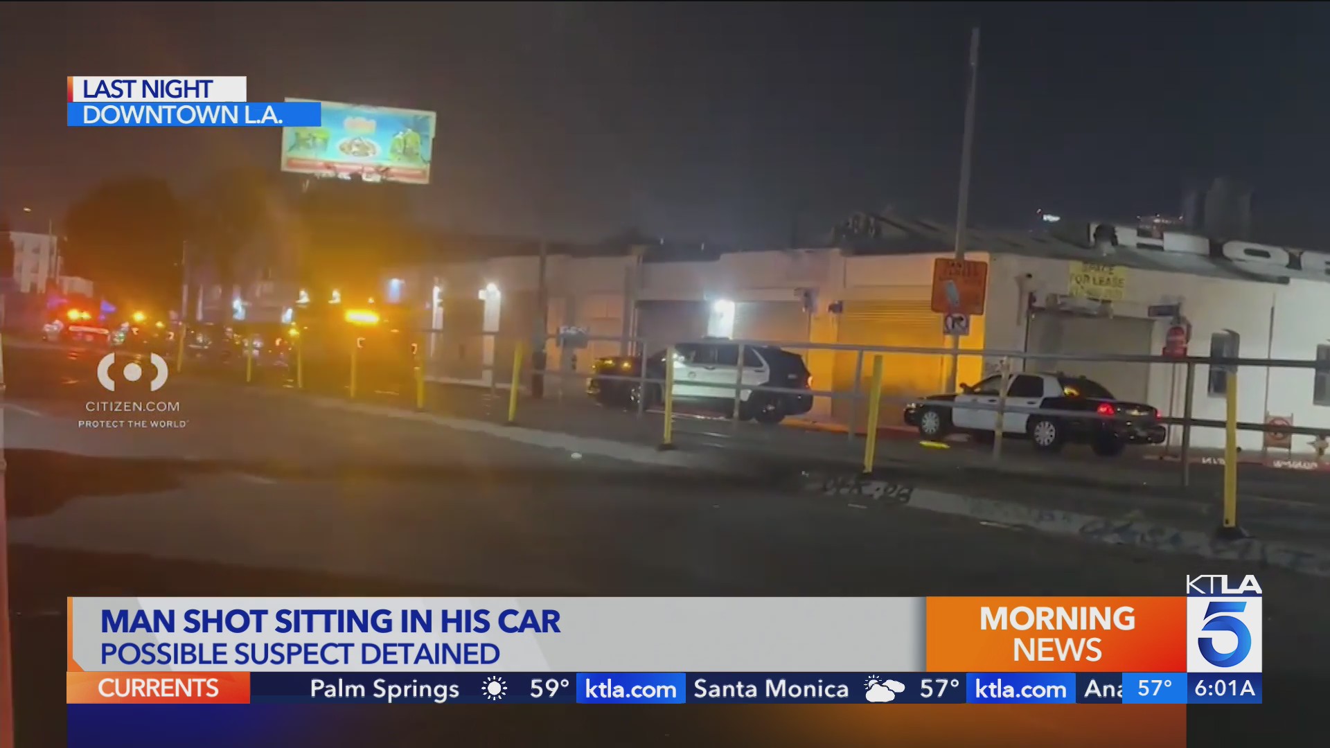 Man shot while sitting in his car in downtown Los Angeles