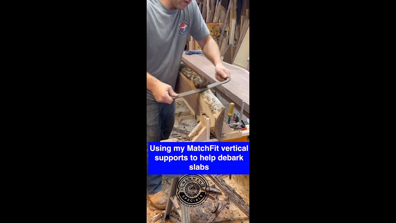 Vertical supports help with live edge debarking #woodworking # ...