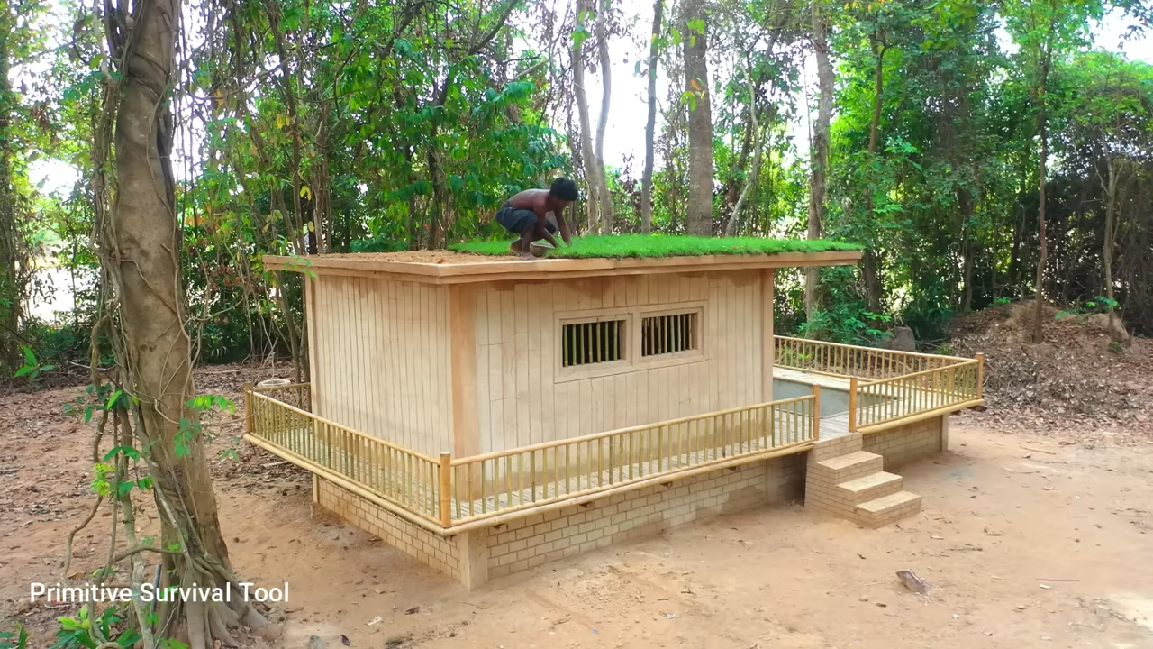 Days of hard work building a bamboo swimming pool - then something ...