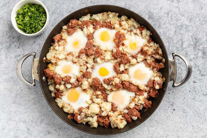 Corned beef hash and eggs