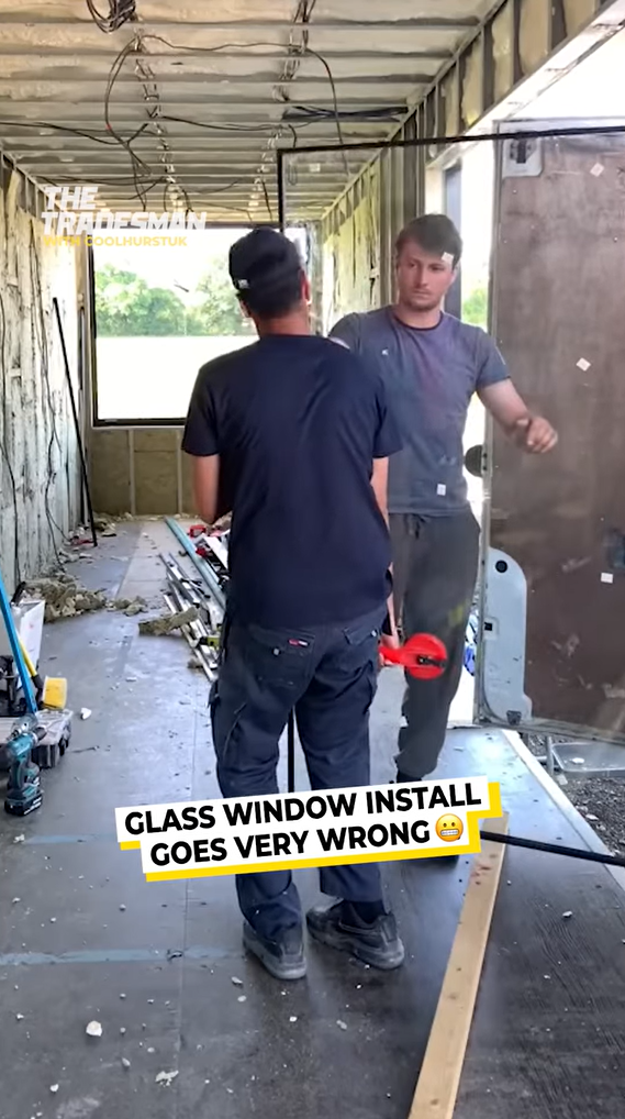 Glass window install goes very wrong