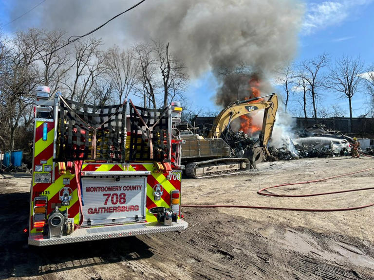 Smoke billows in Rockville after metal scrap pile catches fire
