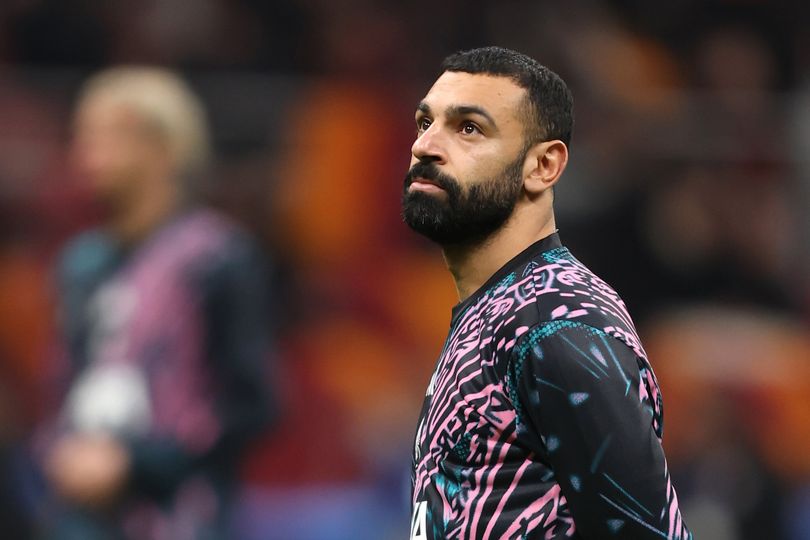 Mohamed Salah of Liverpool looks on as he warms up prior to the UEFA Champions League 2025/26 Round of 16 First Leg match between Galatasaray SK and Liverpool FC