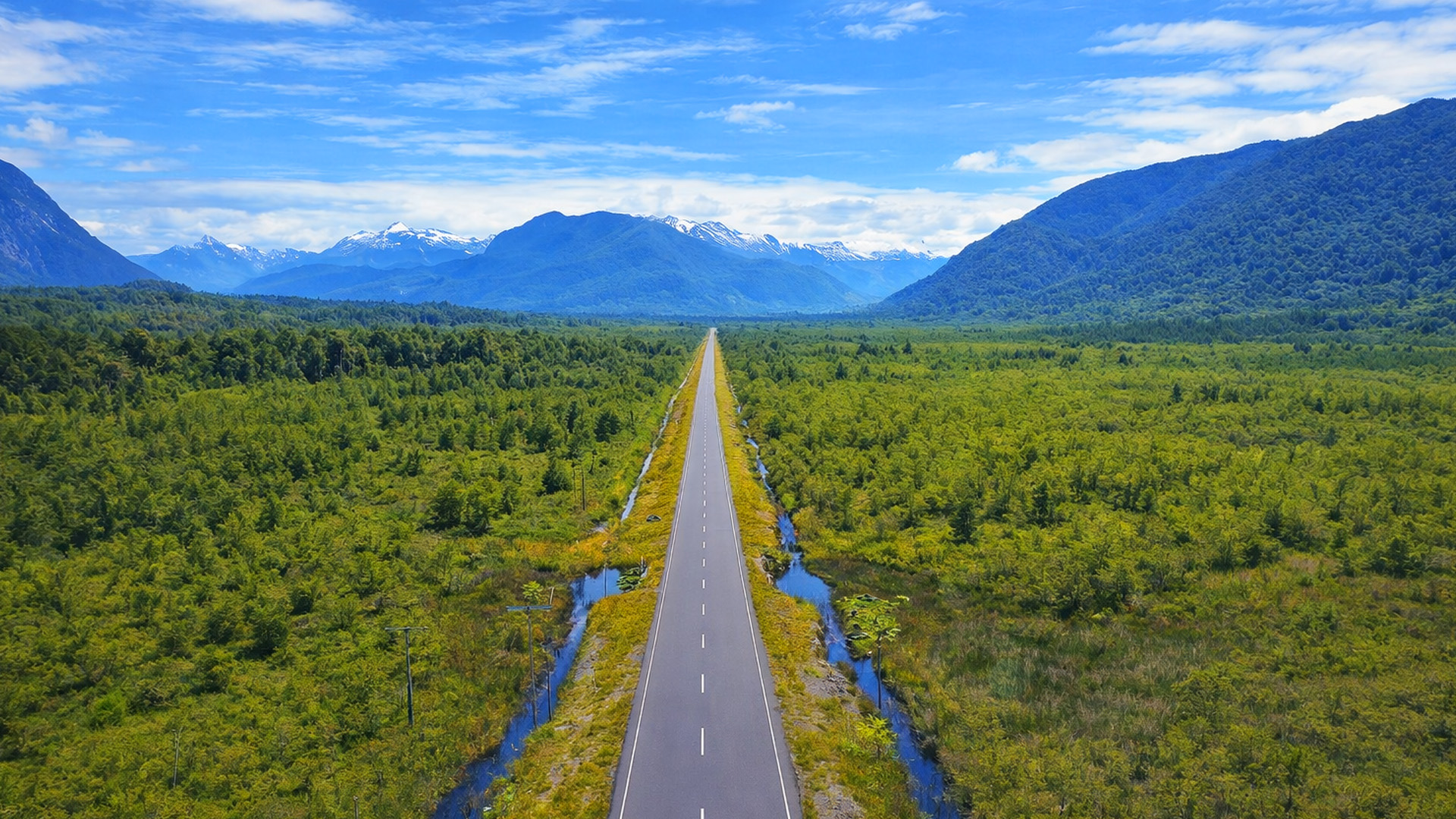 Aerial view of the legendary Carretera Austral highway