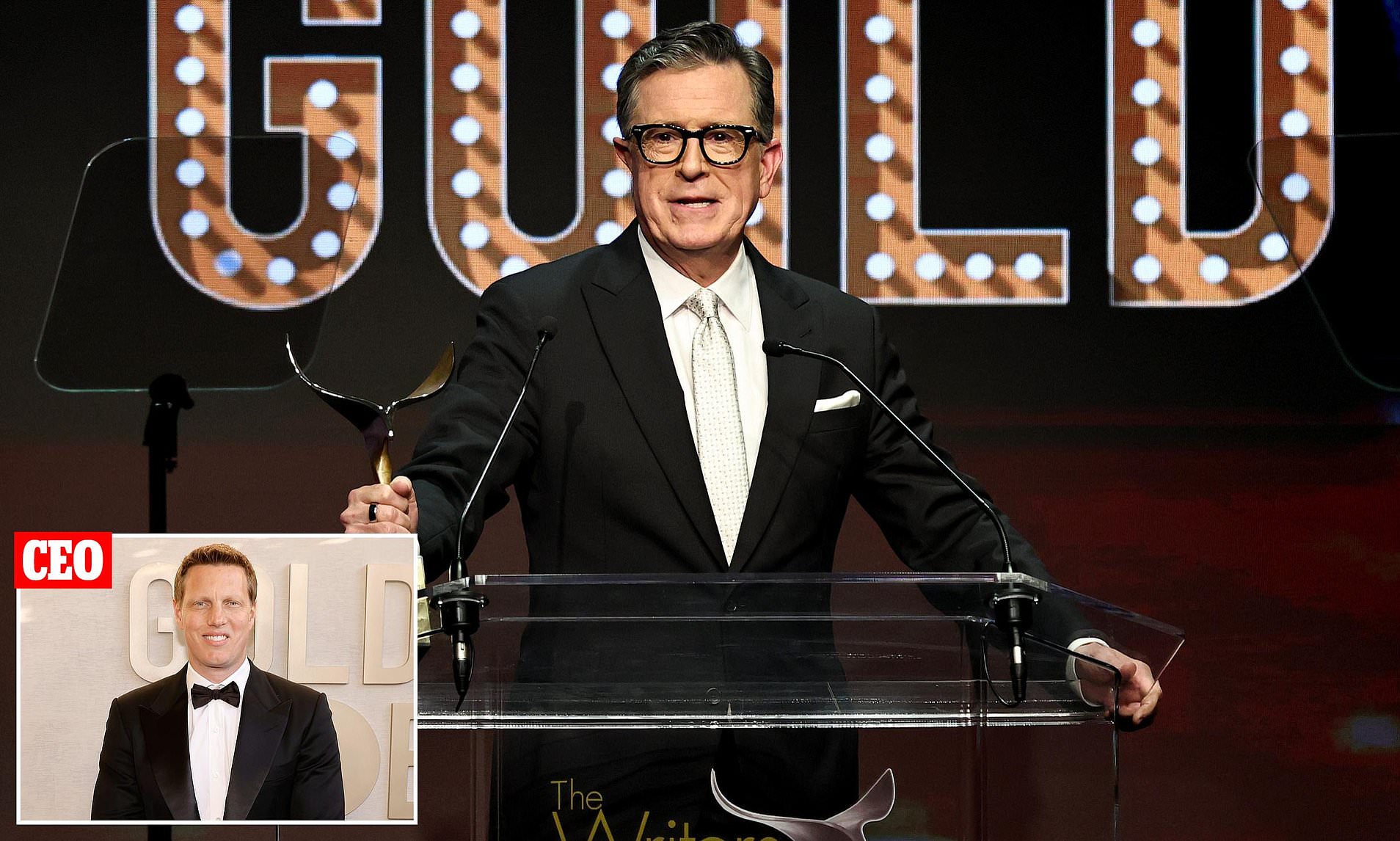 Stephen Colbert takes dig at execs for axing his show - and sneers at ...