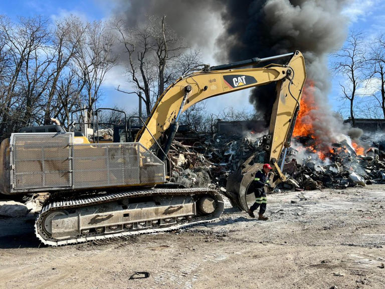 Smoke billows in Rockville after metal scrap pile catches fire